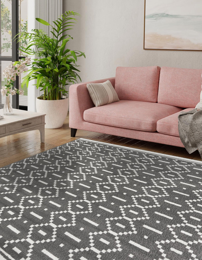 Copenhagen Edge Collection Area Rug -  Tivoli Square Gray  lifestyle 130