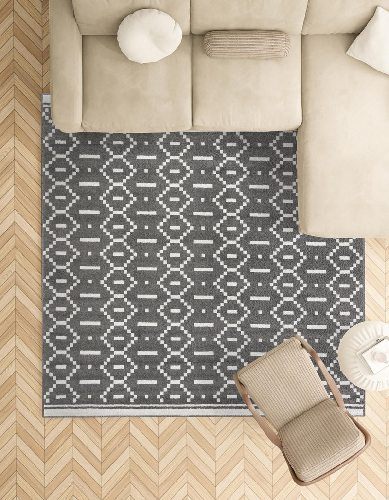 Copenhagen Edge Collection Area Rug -  Tivoli Square Gray  lifestyle 144