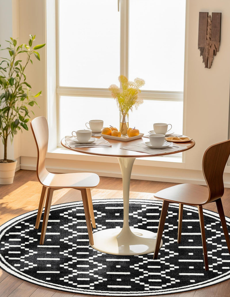 Copenhagen Edge Collection Area Rug -  Tivoli Round Black  lifestyle 131