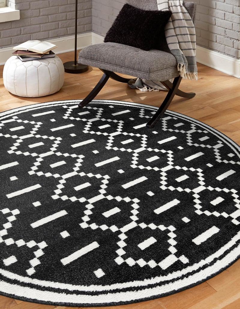 Copenhagen Edge Collection Area Rug -  Tivoli Round Black  lifestyle 140