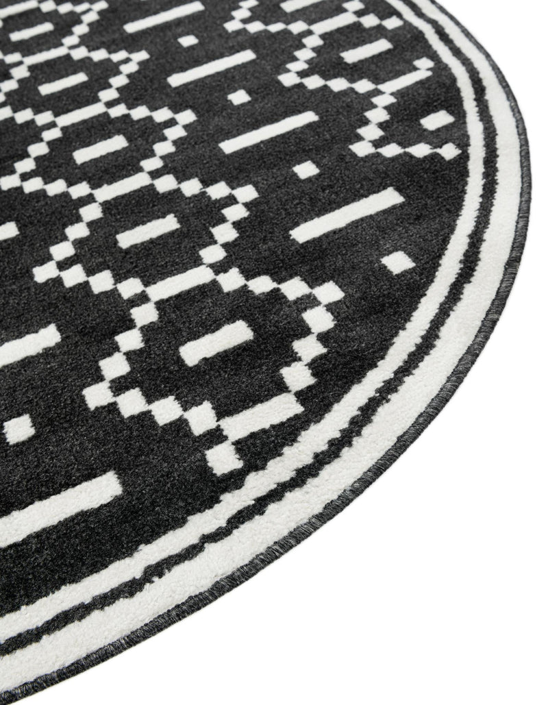 Copenhagen Edge Collection Area Rug -  Tivoli Round Black  lifestyle 150