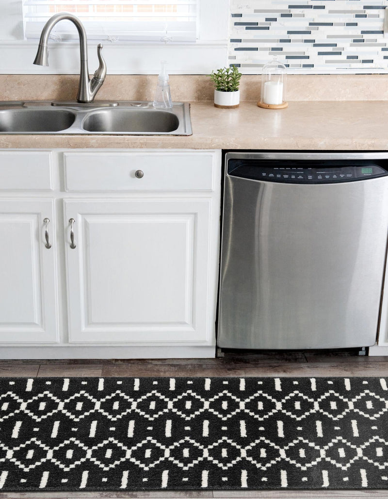 Copenhagen Edge Collection Area Rug -  Tivoli Runner Black  lifestyle 75