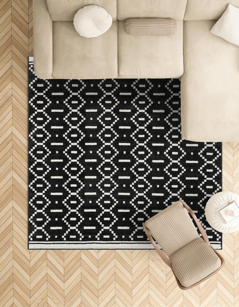 Copenhagen Edge Collection Area Rug -  Tivoli Square Black  lifestyle 115