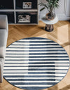 Copenhagen Edge Collection Area Rug -  Vesterbro Round Blue  lifestyle 81