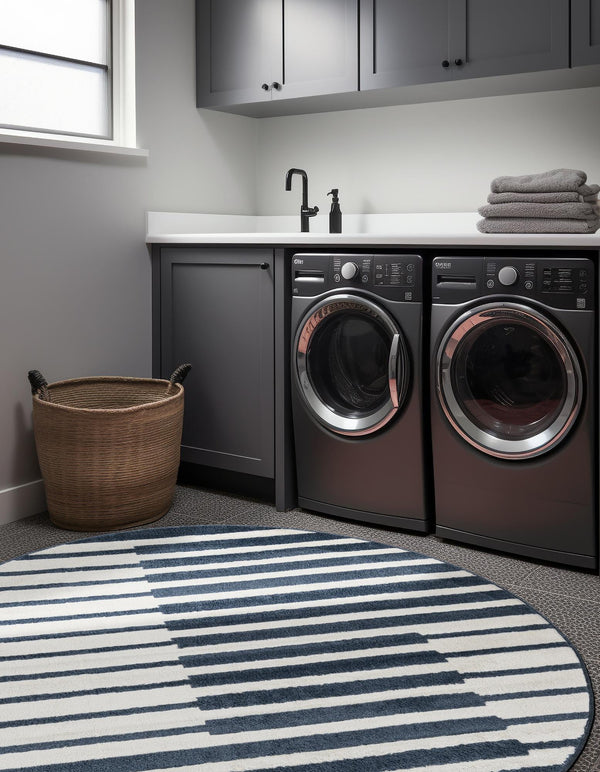 Copenhagen Edge Collection Area Rug -  Vesterbro Round Blue  lifestyle 88