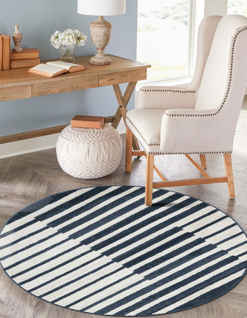 Copenhagen Edge Collection Area Rug -  Vesterbro Round Blue  lifestyle 108