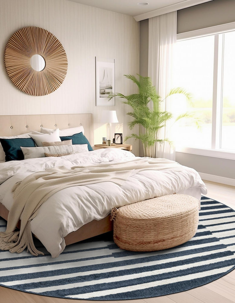 Copenhagen Edge Collection Area Rug -  Vesterbro Round Blue  lifestyle 129