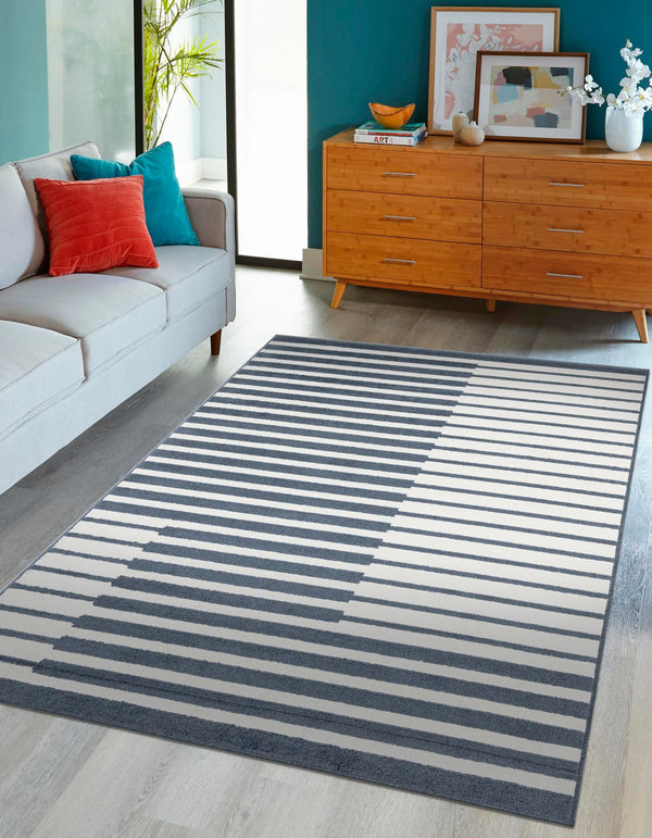 Copenhagen Edge Collection Area Rug -  Vesterbro Rectangle Blue  lifestyle 5
