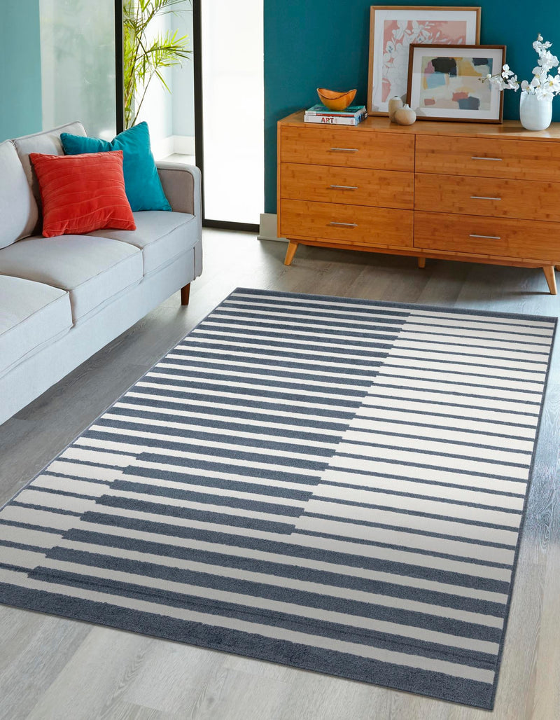 Copenhagen Edge Collection Area Rug -  Vesterbro Rectangle Blue  lifestyle 5