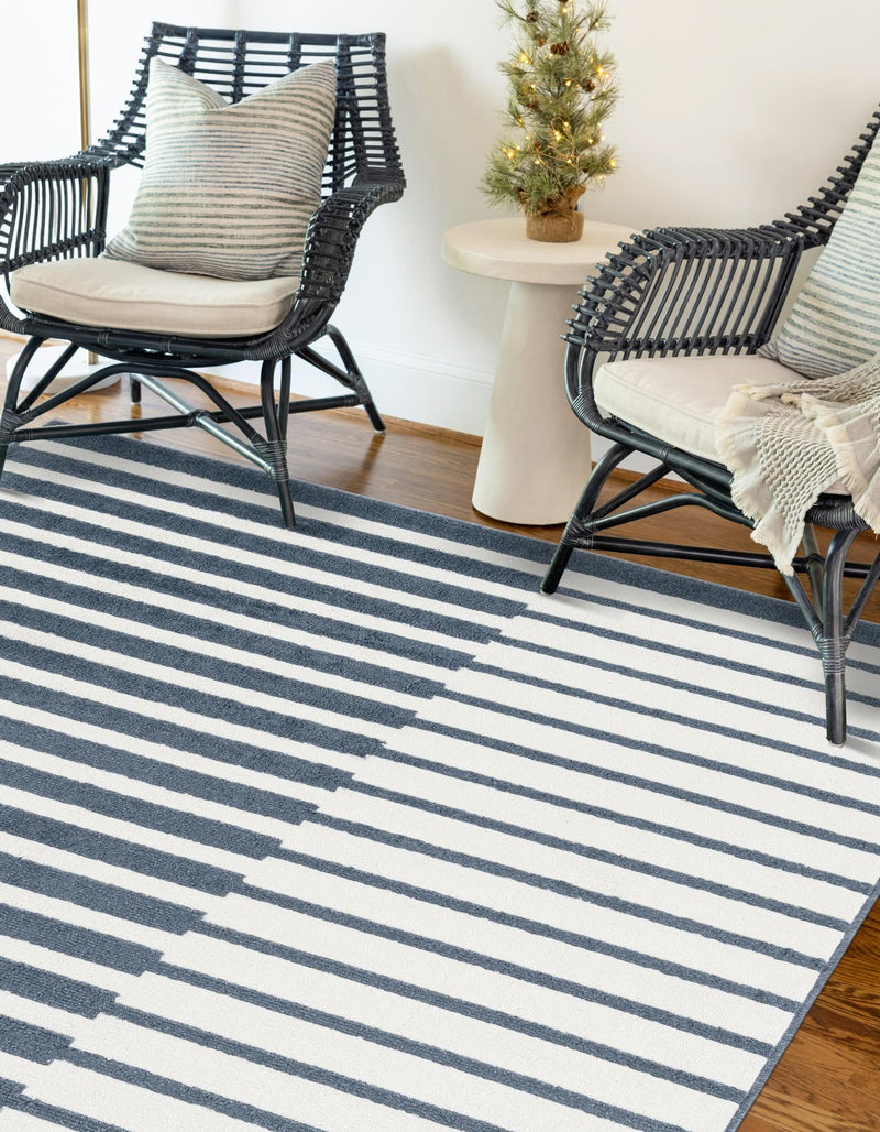 Copenhagen Edge Collection Area Rug -  Vesterbro Rectangle Blue  lifestyle 14
