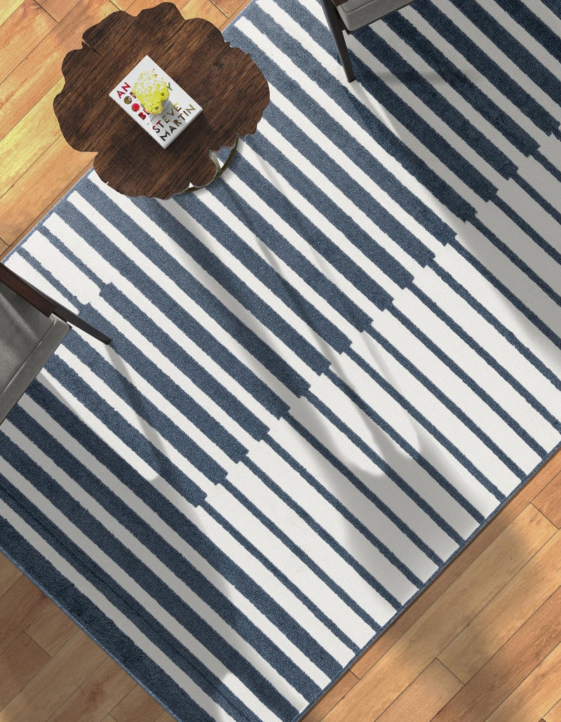 Copenhagen Edge Collection Area Rug -  Vesterbro Rectangle Blue  lifestyle 32