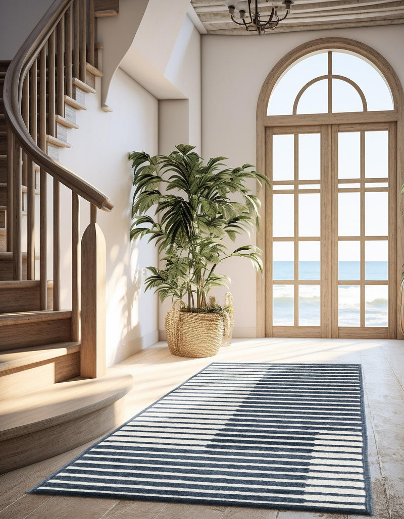 Copenhagen Edge Collection Area Rug -  Vesterbro Runner Blue  lifestyle 128