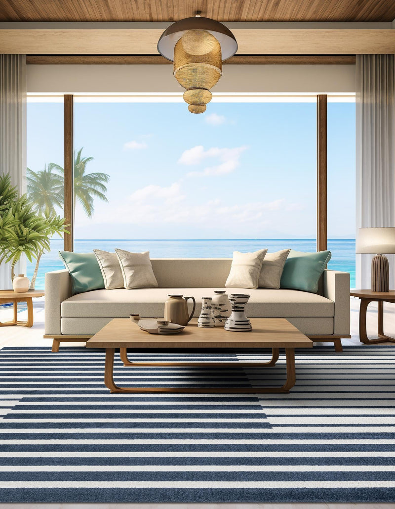 Copenhagen Edge Collection Area Rug -  Vesterbro Square Blue  lifestyle 79