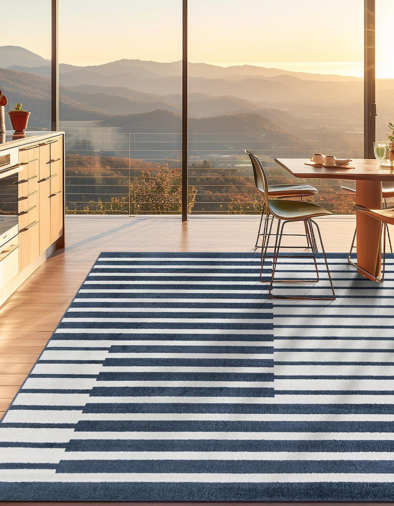 Copenhagen Edge Collection Area Rug -  Vesterbro Square Blue  lifestyle 98