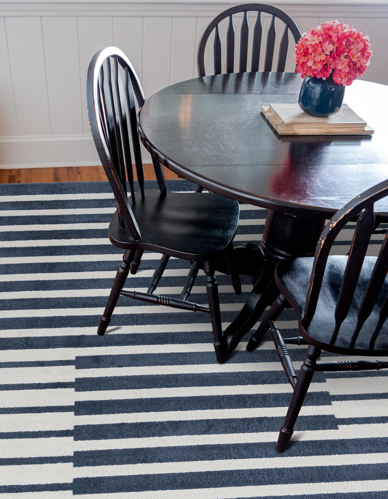 Copenhagen Edge Collection Area Rug -  Vesterbro Square Blue  lifestyle 124