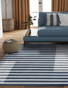 Copenhagen Edge Collection Area Rug -  Vesterbro Square Blue  lifestyle 142
