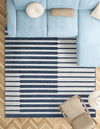 Copenhagen Edge Collection Area Rug -  Vesterbro Square Blue  lifestyle 167