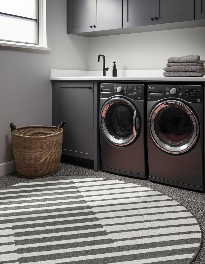 Copenhagen Edge Collection Area Rug -  Vesterbro Round Gray  lifestyle 92