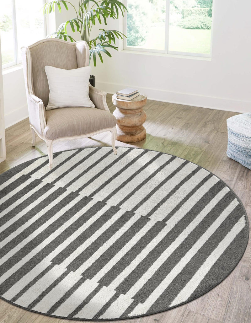 Copenhagen Edge Collection Area Rug -  Vesterbro Round Gray  lifestyle 119
