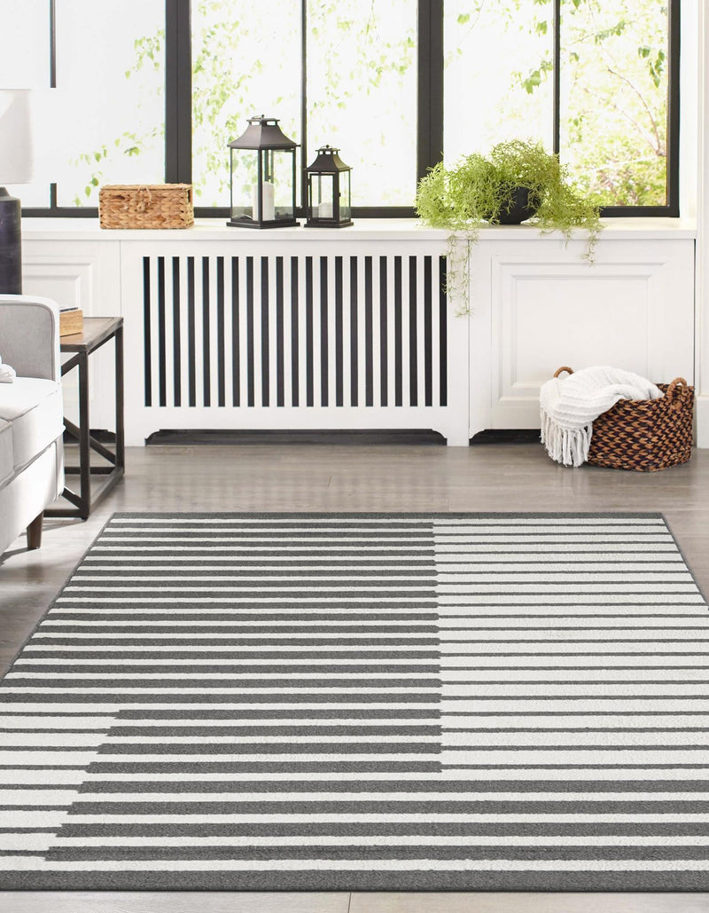 Copenhagen Edge Collection Area Rug -  Vesterbro Rectangle Gray  lifestyle 10