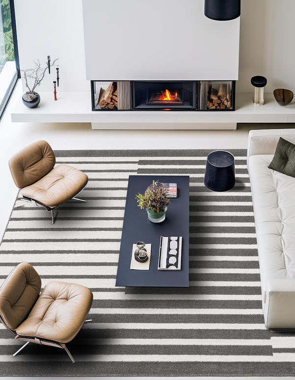 Copenhagen Edge Collection Area Rug -  Vesterbro Square Gray  lifestyle 72