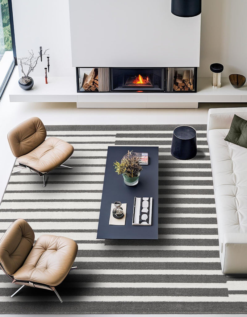 Copenhagen Edge Collection Area Rug -  Vesterbro Square Gray  lifestyle 72
