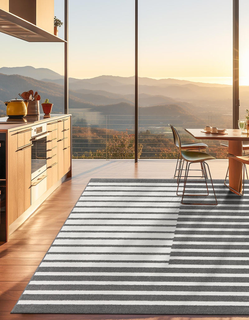 Copenhagen Edge Collection Area Rug -  Vesterbro Square Gray  lifestyle 93