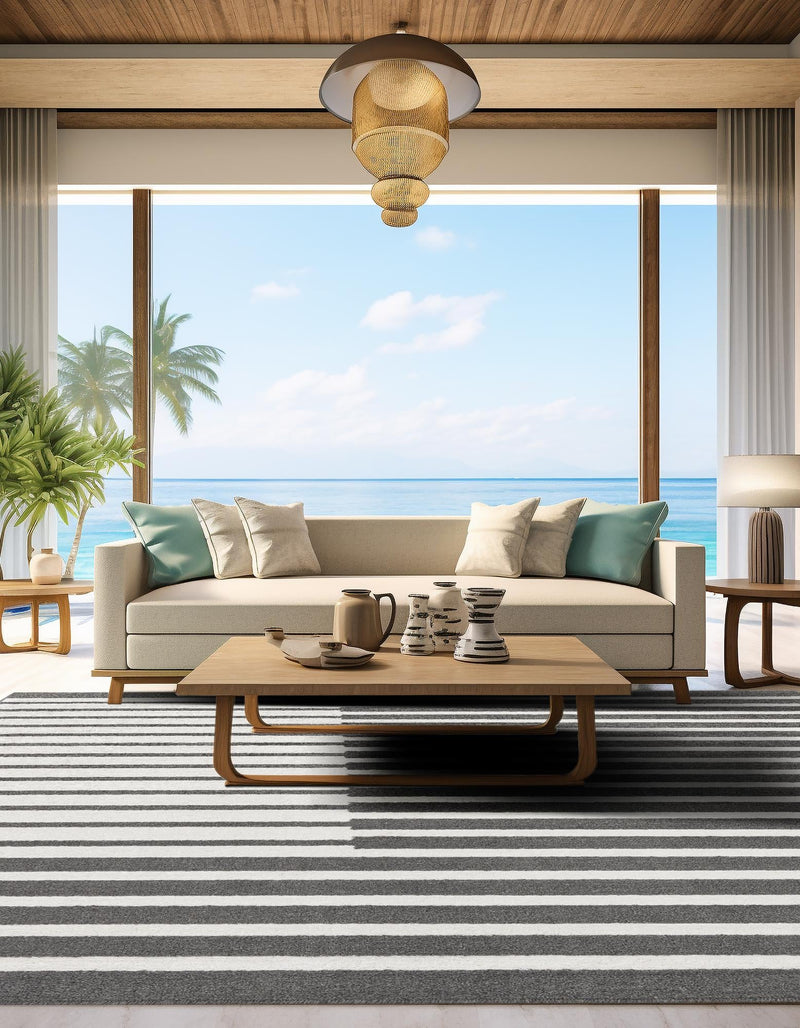 Copenhagen Edge Collection Area Rug -  Vesterbro Square Gray  lifestyle 100