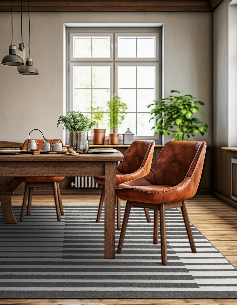 Copenhagen Edge Collection Area Rug -  Vesterbro Square Gray  lifestyle 127