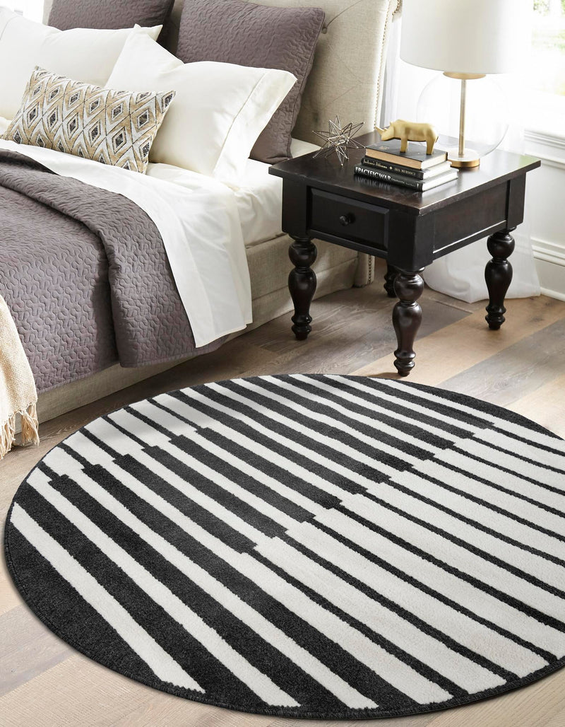 Copenhagen Edge Collection Area Rug -  Vesterbro Round Black  lifestyle 83