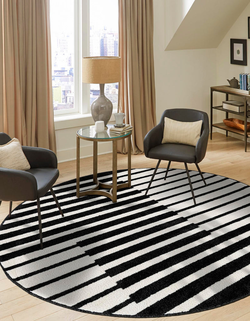 Copenhagen Edge Collection Area Rug -  Vesterbro Round Black  lifestyle 117