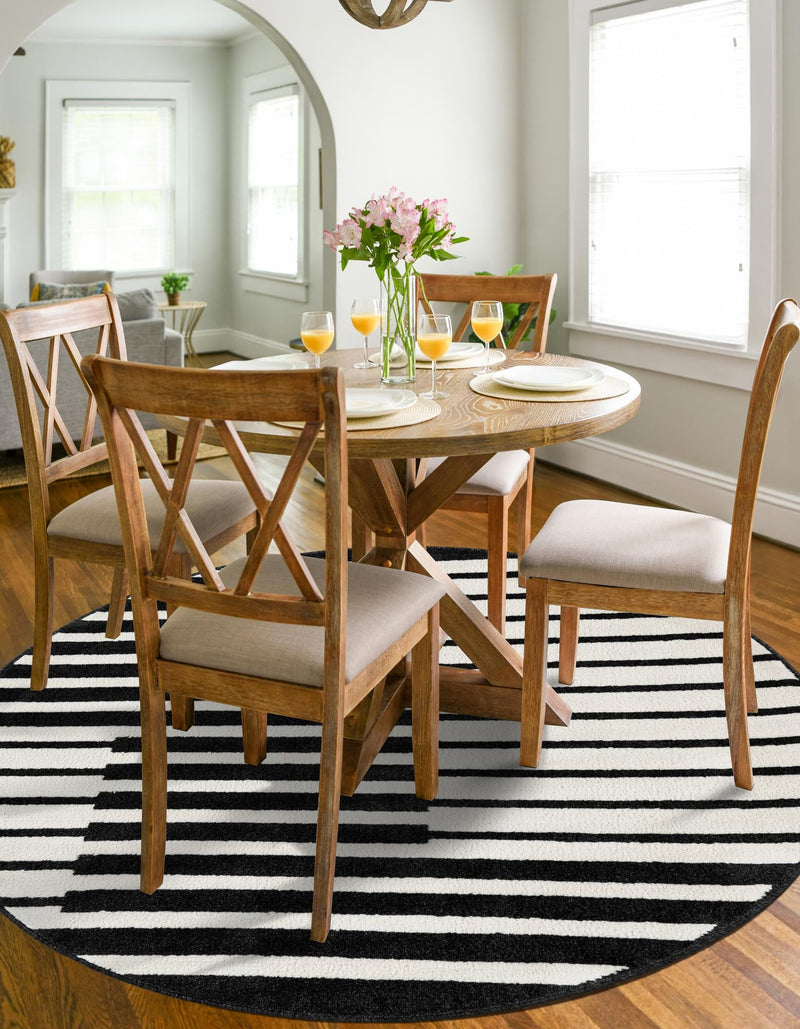 Copenhagen Edge Collection Area Rug -  Vesterbro Round Black  lifestyle 131