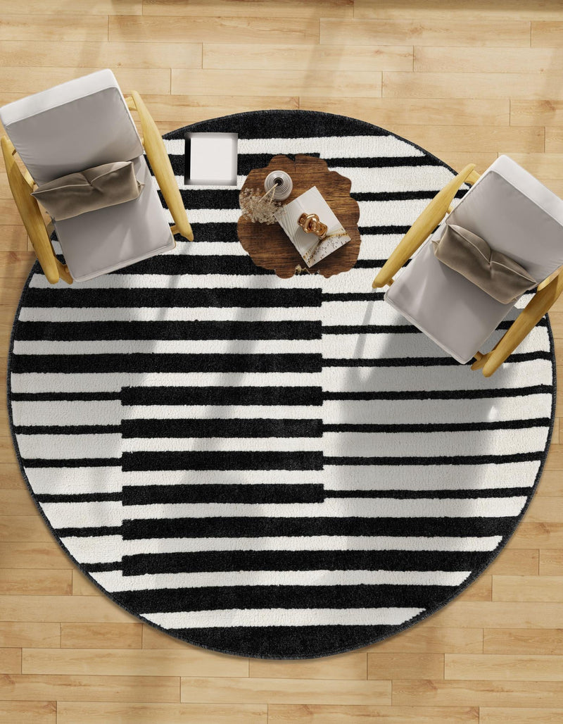 Copenhagen Edge Collection Area Rug -  Vesterbro Round Black  lifestyle 208