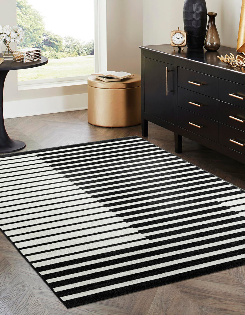 Copenhagen Edge Collection Area Rug -  Vesterbro Rectangle Black  lifestyle 9