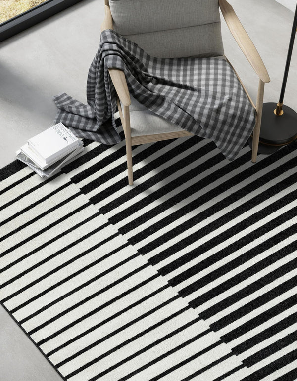 Copenhagen Edge Collection Area Rug -  Vesterbro Rectangle Black  lifestyle 18