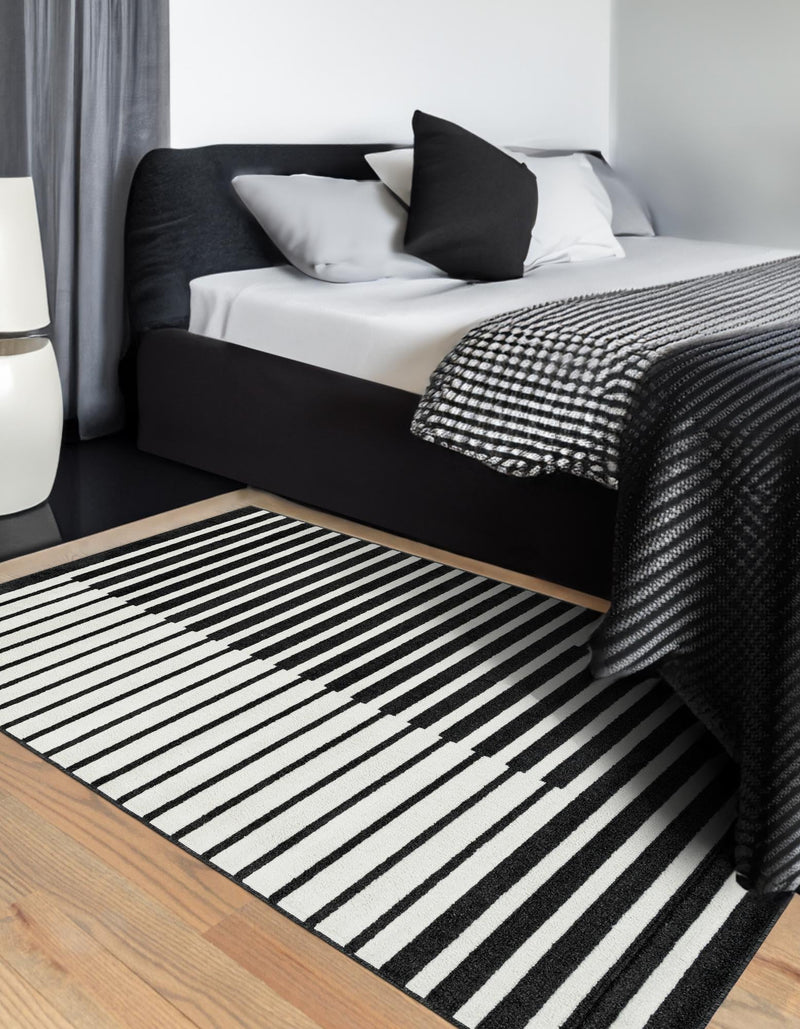 Copenhagen Edge Collection Area Rug -  Vesterbro Rectangle Black  lifestyle 21