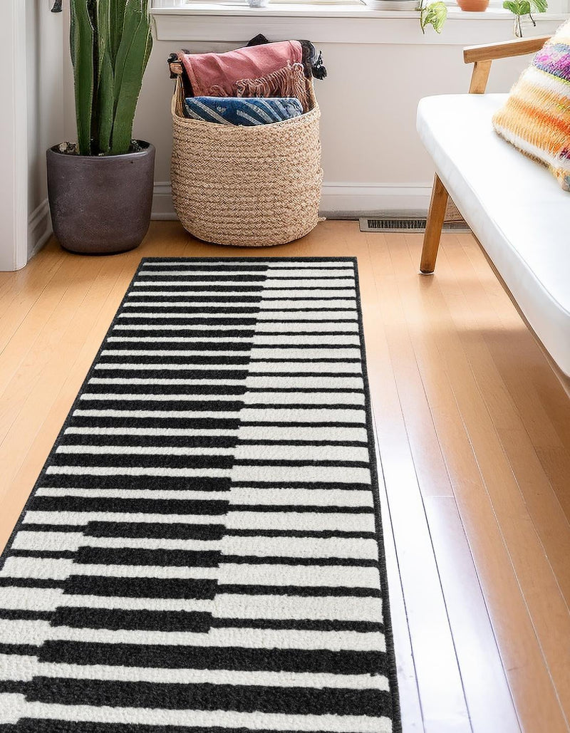 Copenhagen Edge Collection Area Rug -  Vesterbro Runner Black  lifestyle 104