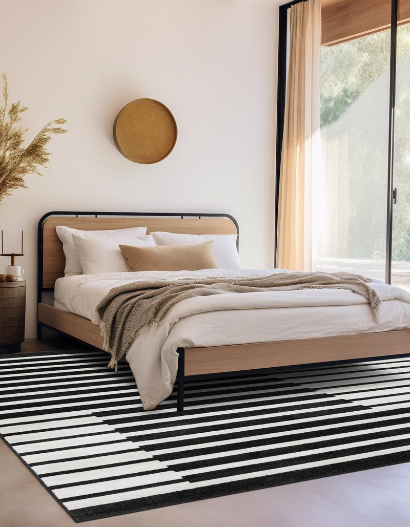 Copenhagen Edge Collection Area Rug -  Vesterbro Square Black  lifestyle 75