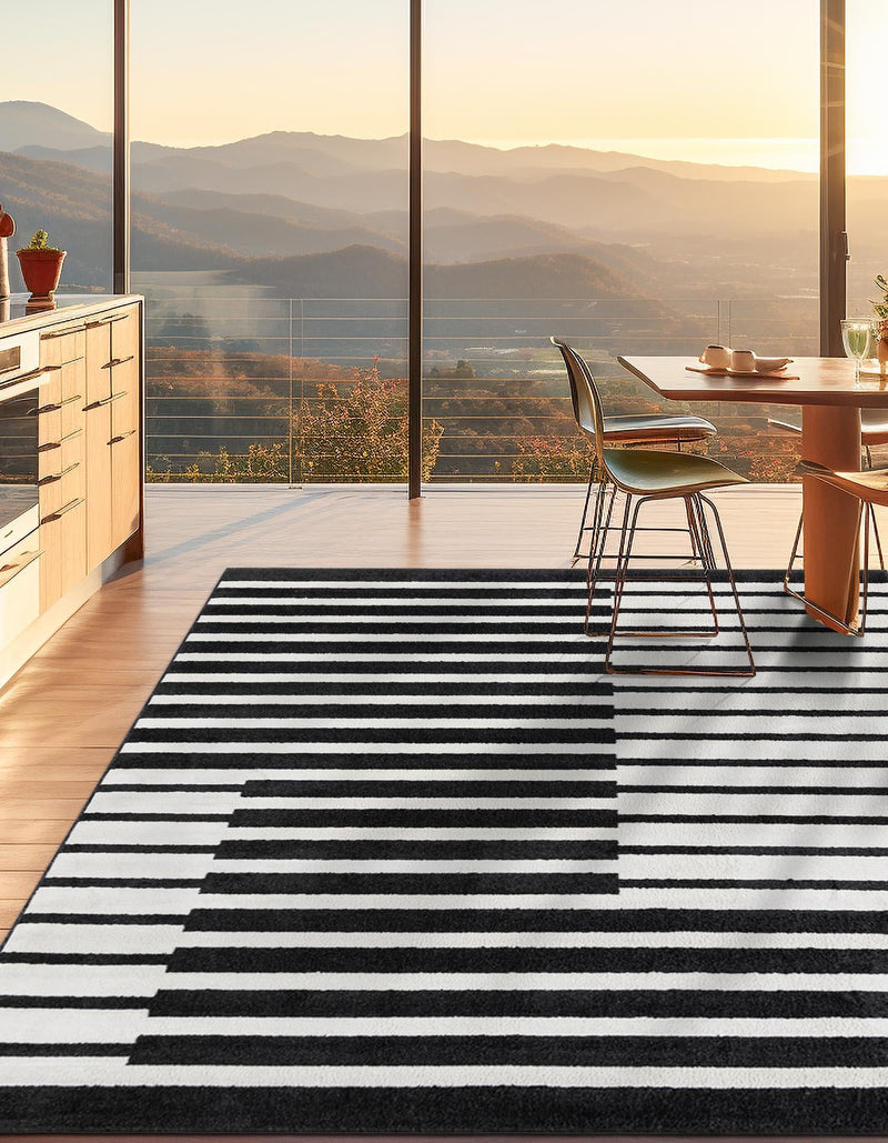 Copenhagen Edge Collection Area Rug -  Vesterbro Square Black  lifestyle 82