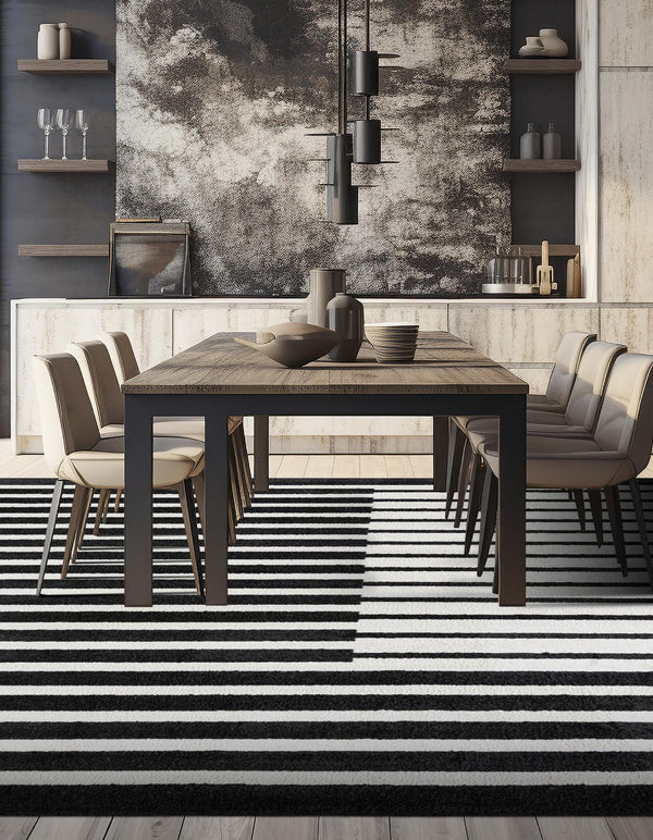 Copenhagen Edge Collection Area Rug -  Vesterbro Square Black  lifestyle 96