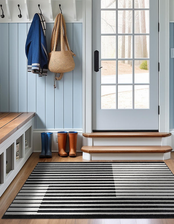 Copenhagen Edge Collection Area Rug -  Vesterbro Square Black  lifestyle 102