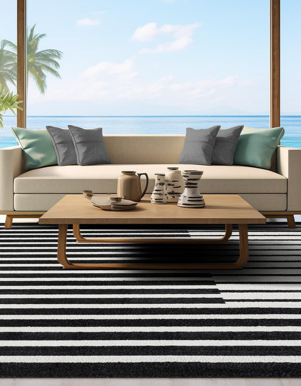 Copenhagen Edge Collection Area Rug -  Vesterbro Square Black  lifestyle 116