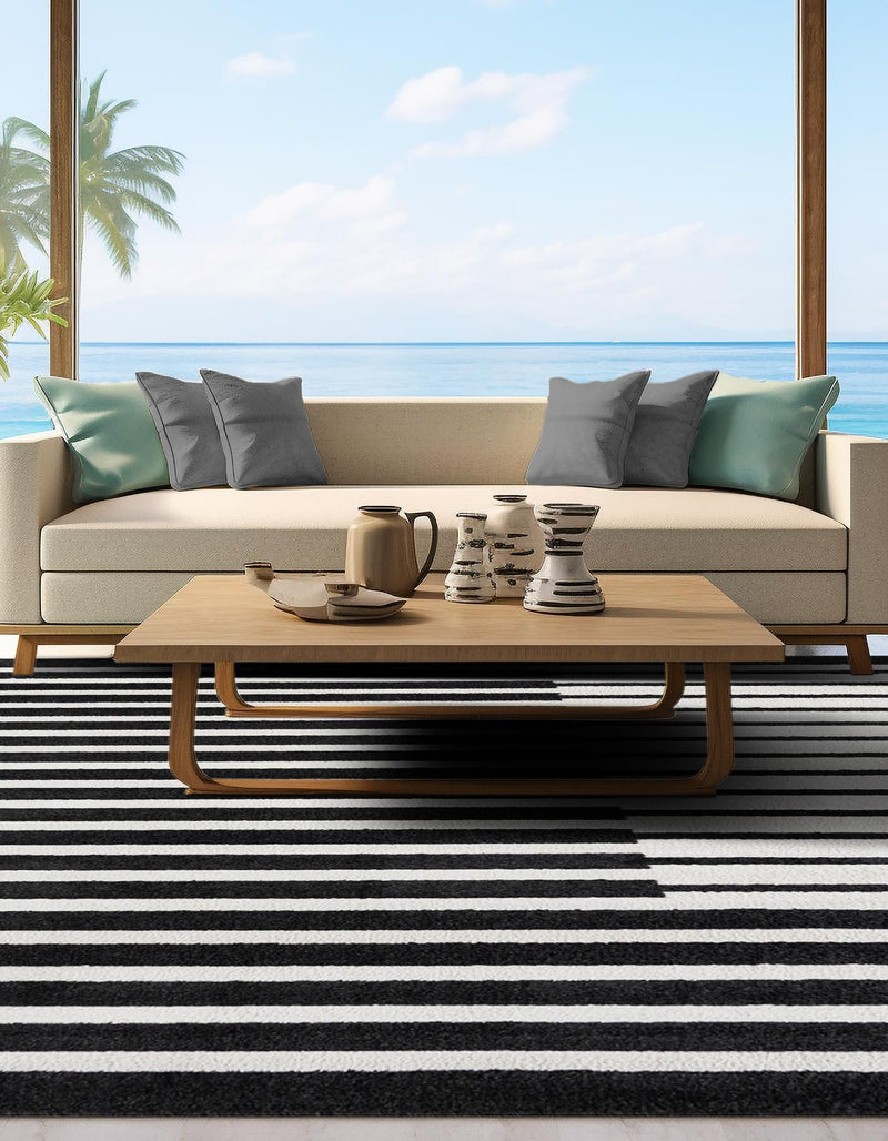 Copenhagen Edge Collection Area Rug -  Vesterbro Square Black  lifestyle 116