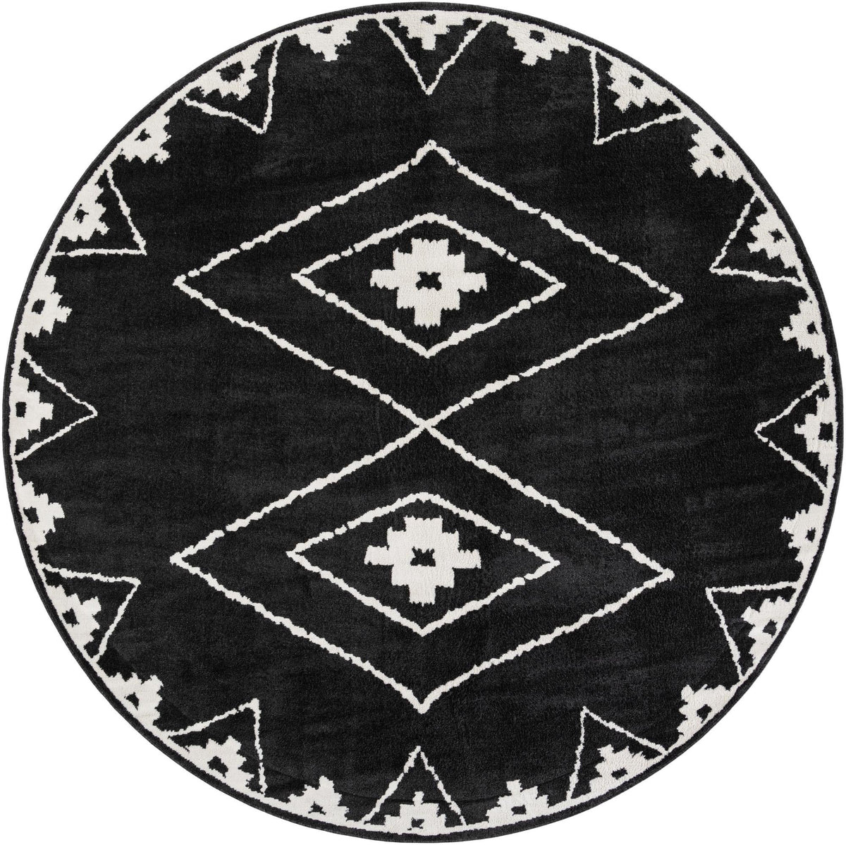 Copenhagen Edge Collection Area Rug -  Frederiksberg Round Black  lifestyle 71