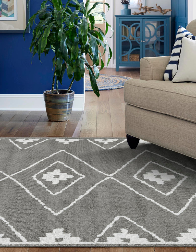 Copenhagen Edge Collection Area Rug -  Frederiksberg Rectangle Gray  lifestyle 9