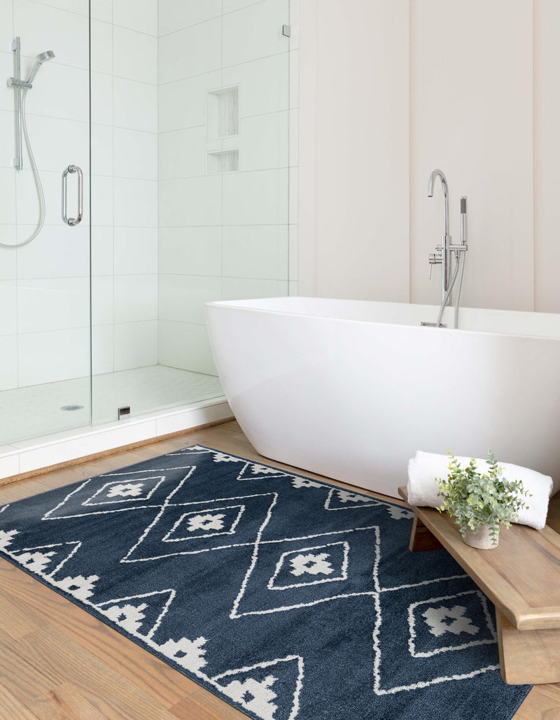 Copenhagen Edge Collection Area Rug -  Frederiksberg Rectangle Blue  lifestyle 14