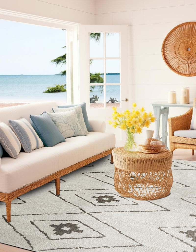 Copenhagen Edge Collection Area Rug -  Frederiksberg Rectangle Ivory  lifestyle 8
