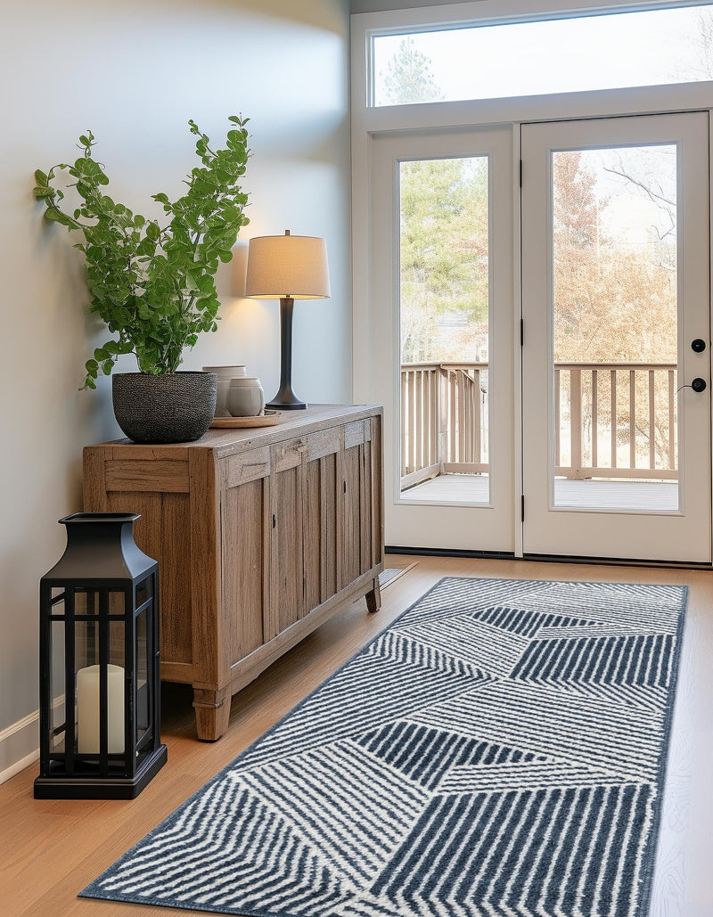 Copenhagen Edge Collection Area Rug -  Osterbro Runner Blue  lifestyle 103