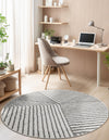 Copenhagen Edge Collection Area Rug -  Osterbro Round Ivory  lifestyle 100