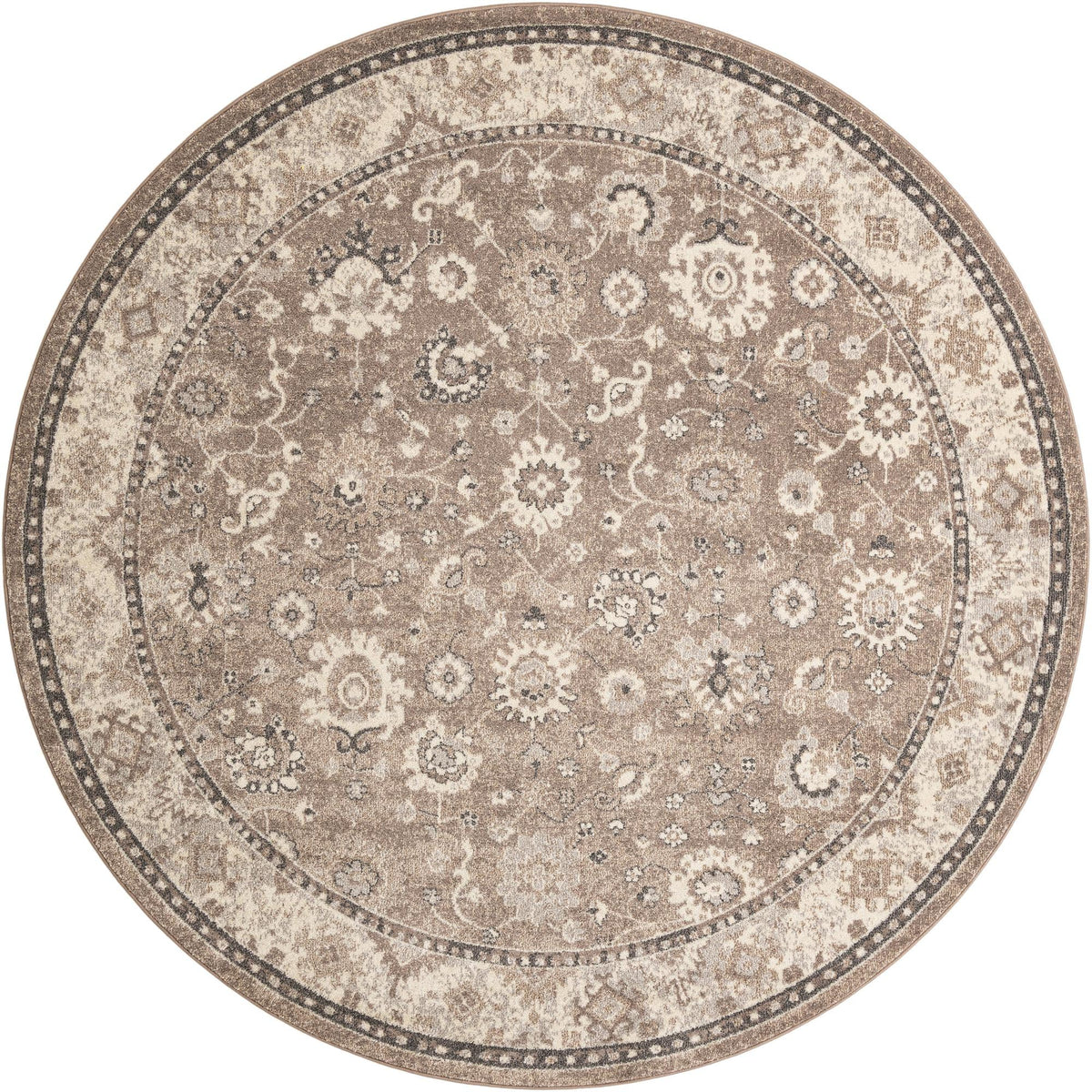 Brighton Terrace Collection Area Rug -  Woodingdean Round Beige Brown  lifestyle 48